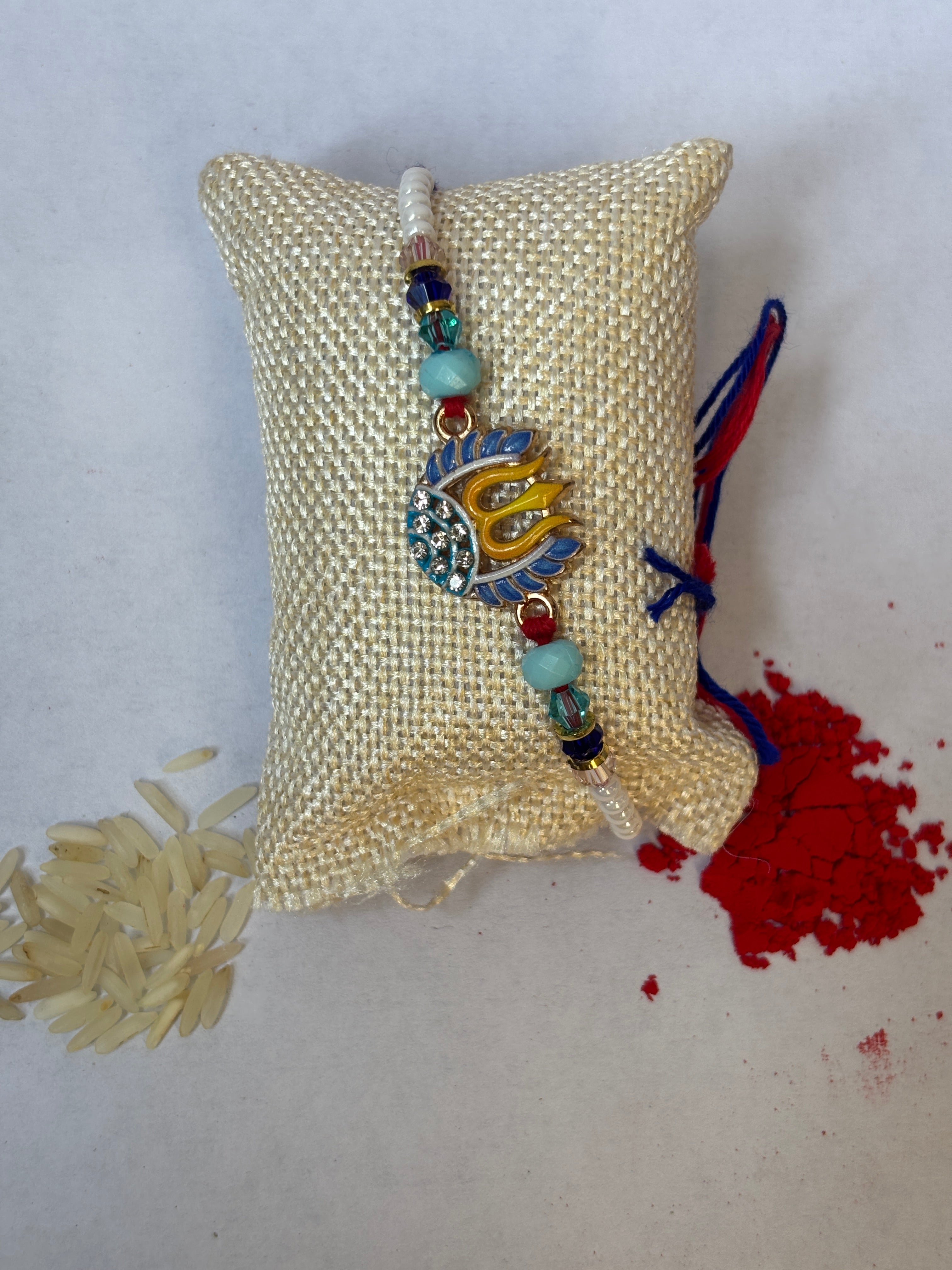Spiritual Enamel Trishul Brother Rakhi
