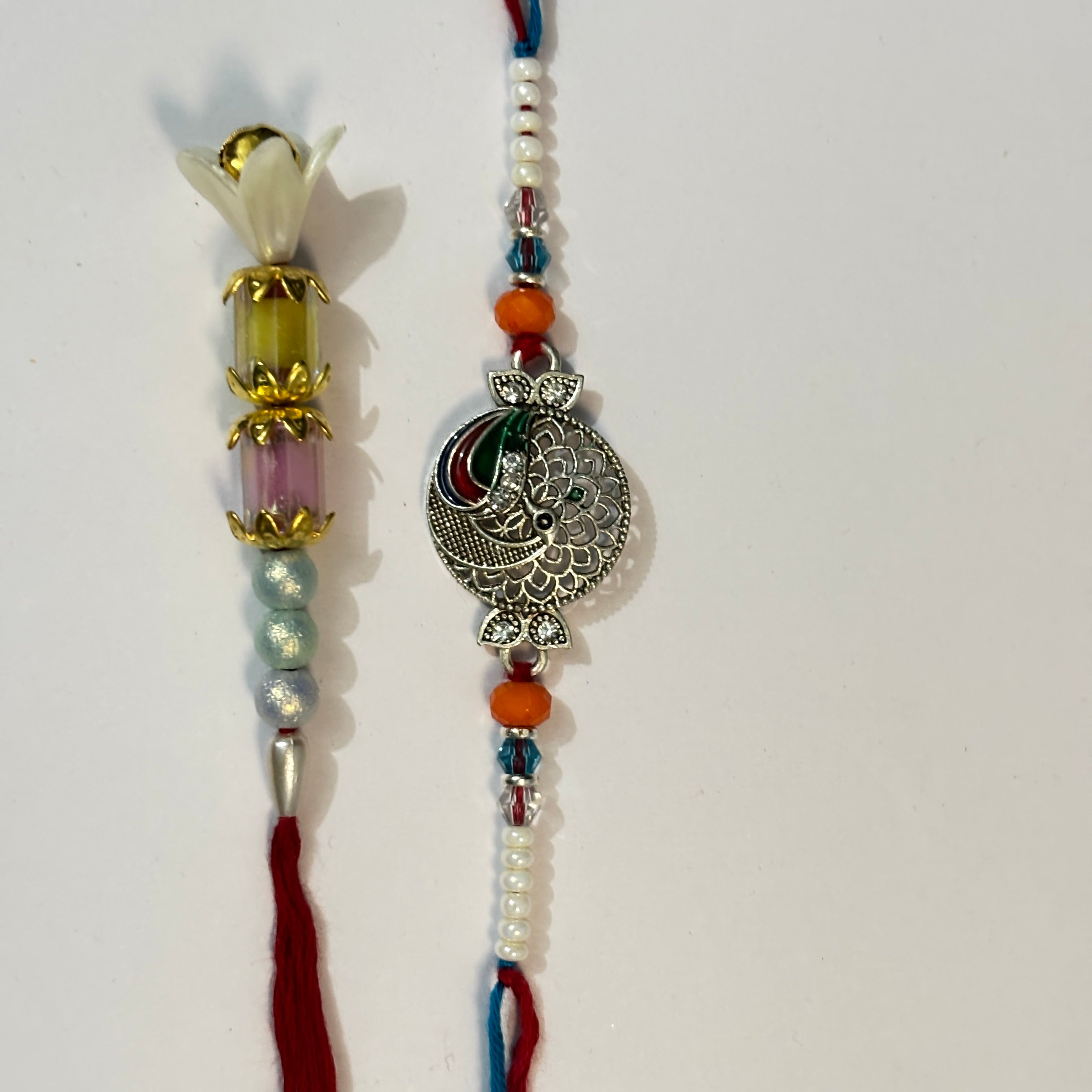 Traditional Floral & Filigree Bhaiya Bhabhi Rakhi Set (Pair of 2)