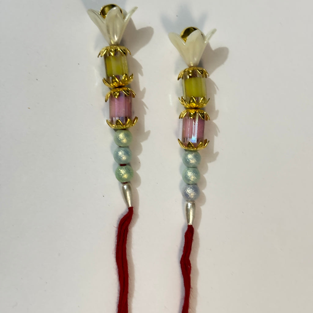 Traditional Pastel Floral Lumba Rakhi Set for Bhabhi (Pair of 2)
