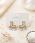 Korean-Style Crystal Heart Drop Earrings