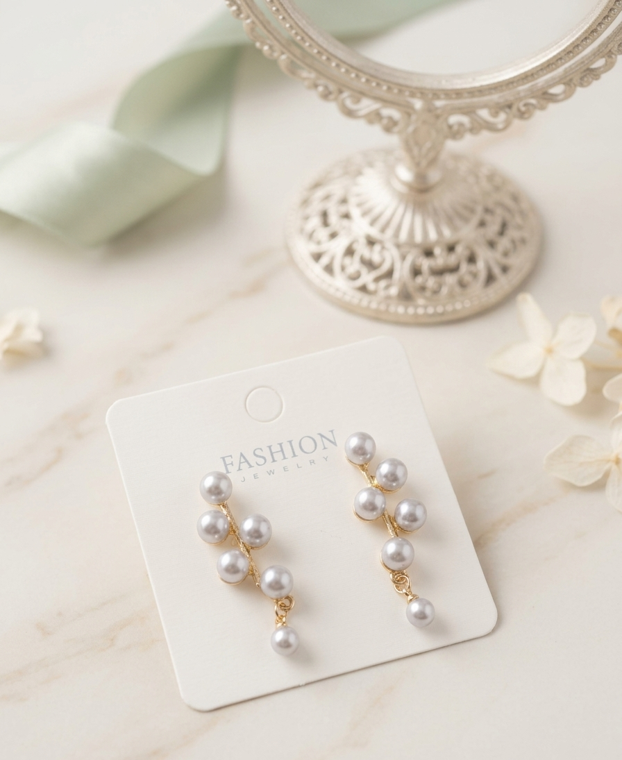 Korean-Style Pearl Cluster Branch Earrings