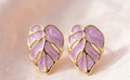 Pearlized Purple Tropical Monstera Leaf Studs