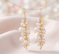 Dainty Pearl Grape Vine Long Tassel Earrings