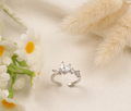 Korean-Style Marquise Crystal Tiara Crown Open Ring