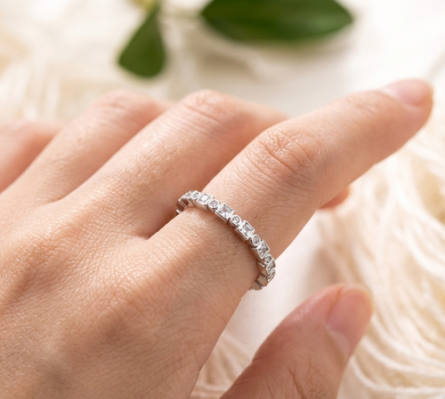 Adjustable Bezel-Set Clear Crystal Band Ring