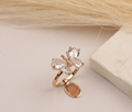 Sparkling Zirconia Butterfly Ring with Drop Charm